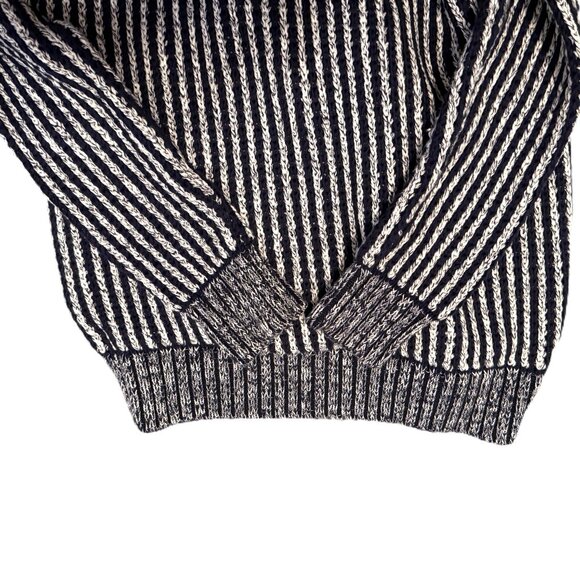 Gap Womens Large Striped Navy Nautical Long Cable Knit Cardigan Sweater Coat - Picture 7 of 10